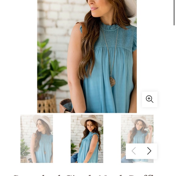 Light blue tank with smocked too- flowy - Picture 4 of 7